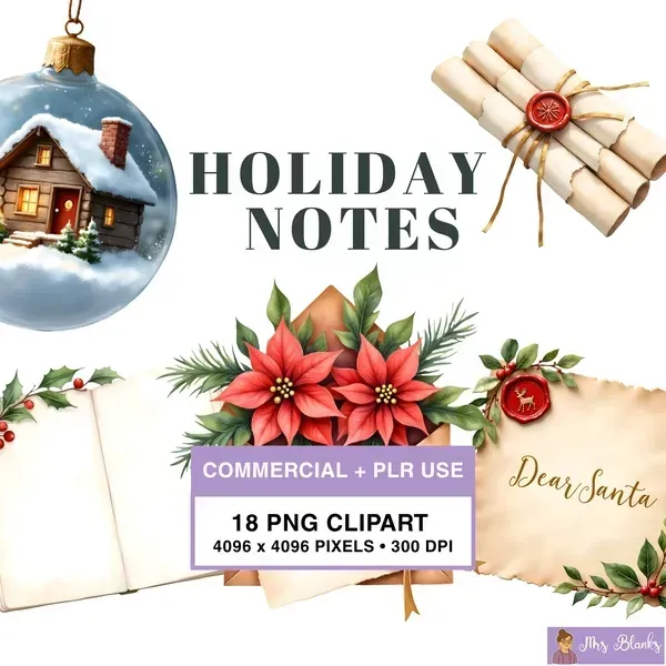 Holiday Letter Clipart PNG - Commercial + PLR Use License