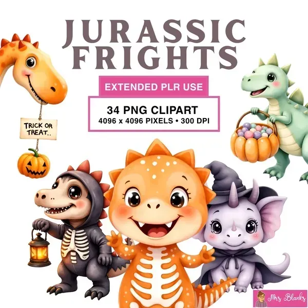 Cute Halloween Dinosaur Clipart PNG - Extended License