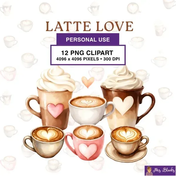 Cozy Coffee Latte Clipart PNG - Personal Use License