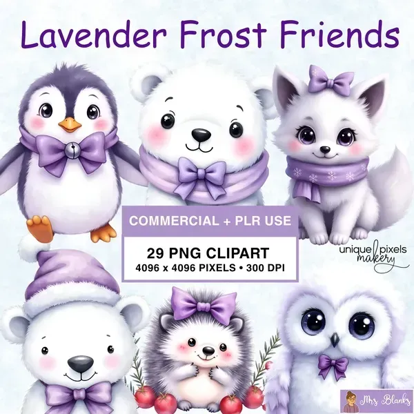 Soft Winter Animal Clipart PNG - Commercial + PLR Use License