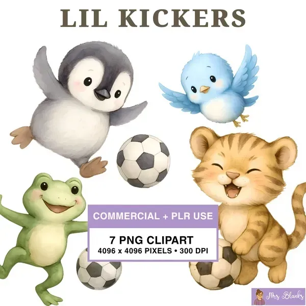 Soccer Animal Clipart PNG - Commercial + PLR Use License