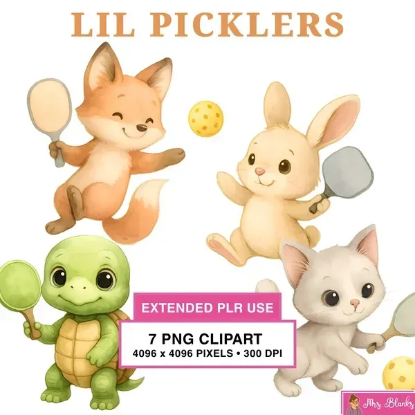 Cute Pickleball Animal Clipart PNG - Extended License
