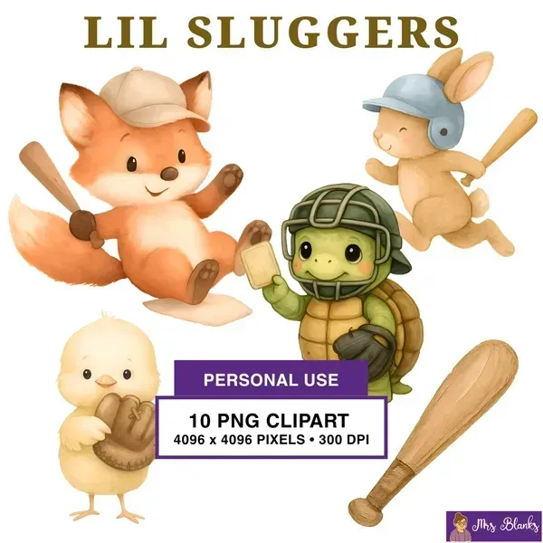 Cute Baseball Animal Clipart PNG - Personal Use License