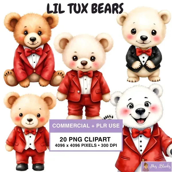 Formal Teddy Bear Clipart PNG - Commercial + PLR Use License