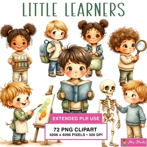 Cute Kids Learning School Clipart PNG - Extended License