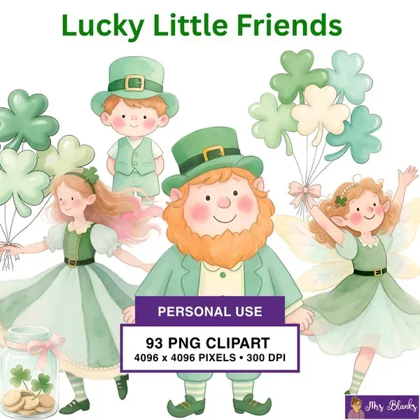 Cute Saint Patricks Day Kids Clipart PNG - Personal Use License