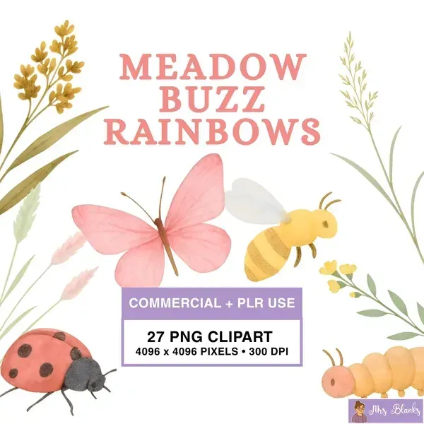 Soft Meadow Insect Clipart PNG - Commercial + PLR Use License