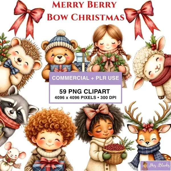 Cute Christmas Holiday Character Clipart PNG - Commercial + PLR Use License