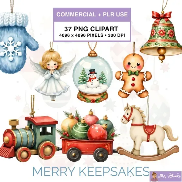 Cute Christmas Ornament Clipart PNG - Commercial + PLR Use License