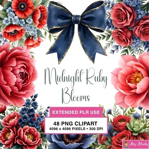 Romantic Floral Bow Clipart PNG - Extended License