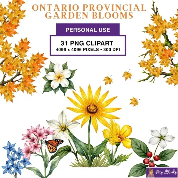 Autumn Garden Floral Clipart PNG - Personal Use License