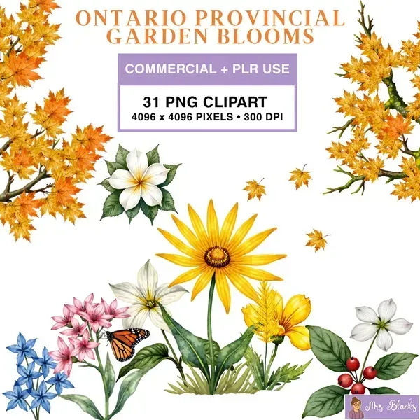 Autumn Garden Floral Clipart PNG - Commercial + PLR Use License