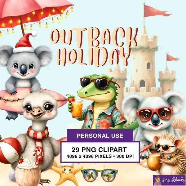 Tropical Christmas Animal Clipart PNG - Personal Use License