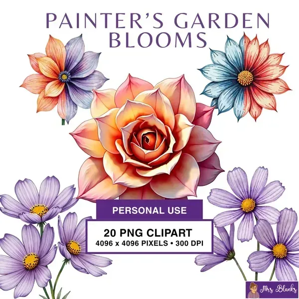 Colorful Floral Garden Clipart PNG - Personal Use License