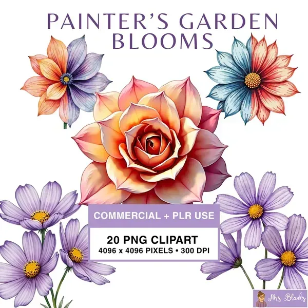 Colorful Floral Garden Clipart PNG - Commercial + PLR Use License