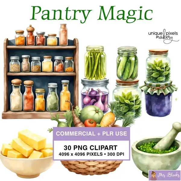 Kitchen Pantry Food Clipart PNG - Commercial + PLR Use License