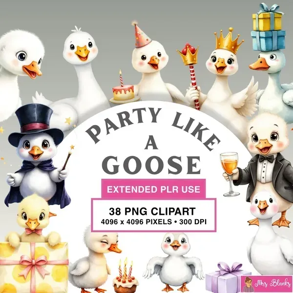 Goose Party Animal Clipart PNG - Extended License