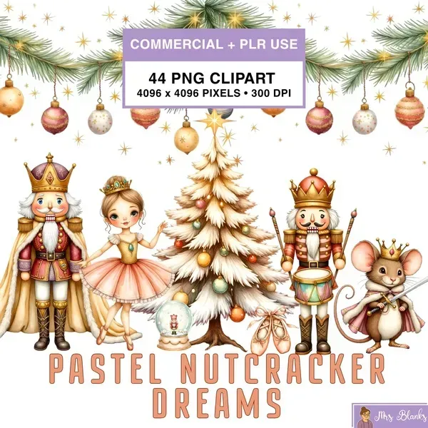 Pastel Christmas Nutcracker Clipart PNG - Commercial + PLR Use License