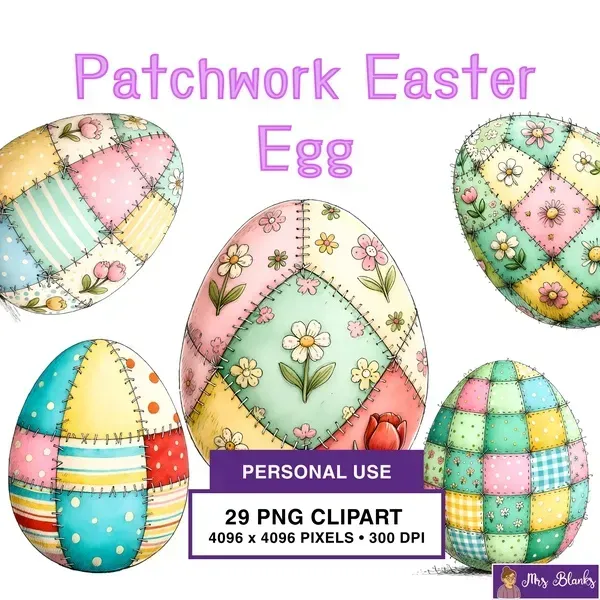 Patchwork Easter Egg Clipart PNG - Personal Use License