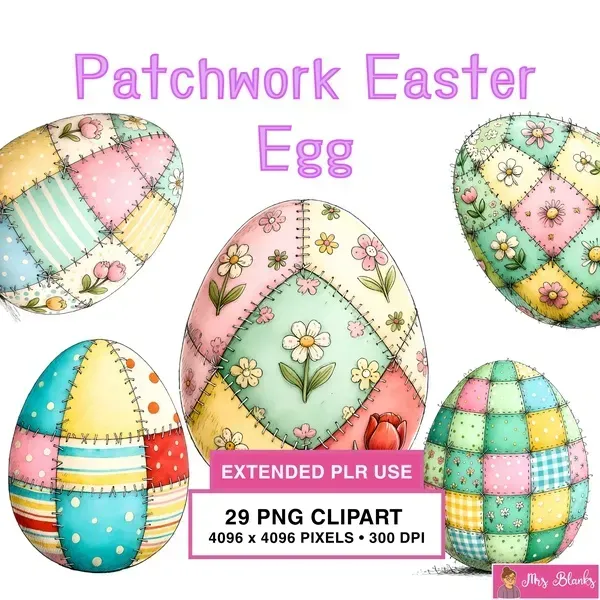 Patchwork Easter Egg Clipart PNG - Extended License