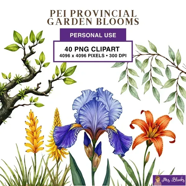 PEI Floral Garden Clipart PNG - Personal Use License