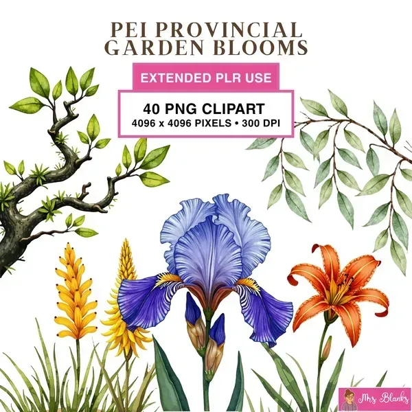 PEI Floral Garden Clipart PNG - Extended License