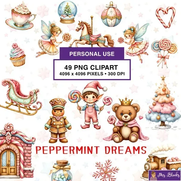 Peppermint Christmas Clipart PNG - Personal Use License