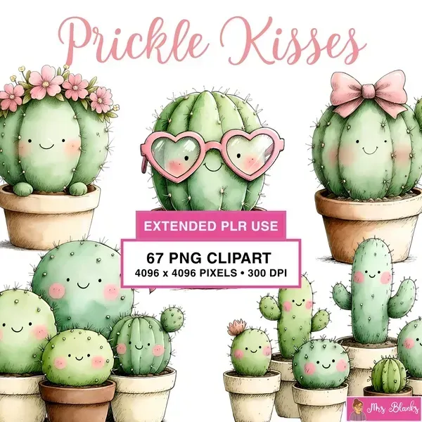 Cute Cactus Love Clipart PNG - Extended License