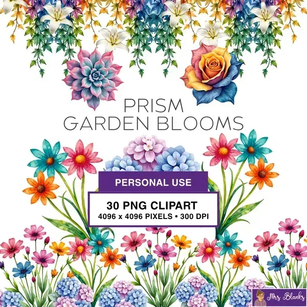 Rainbow Garden Flower Clipart PNG - Personal Use License