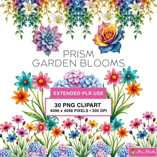 Rainbow Garden Flower Clipart PNG - Extended License