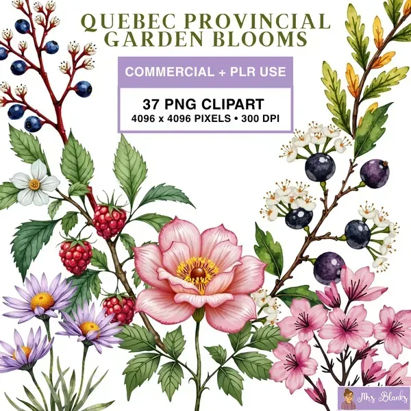 Quebec Floral Garden Clipart PNG - Commercial + PLR Use License