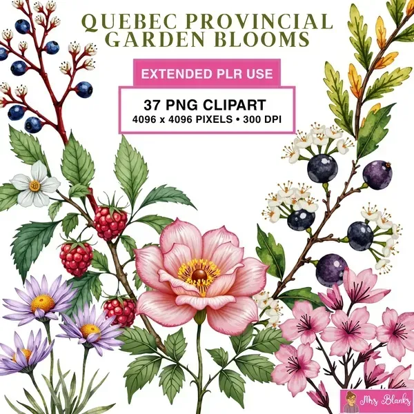 Quebec Floral Garden Clipart PNG - Extended License