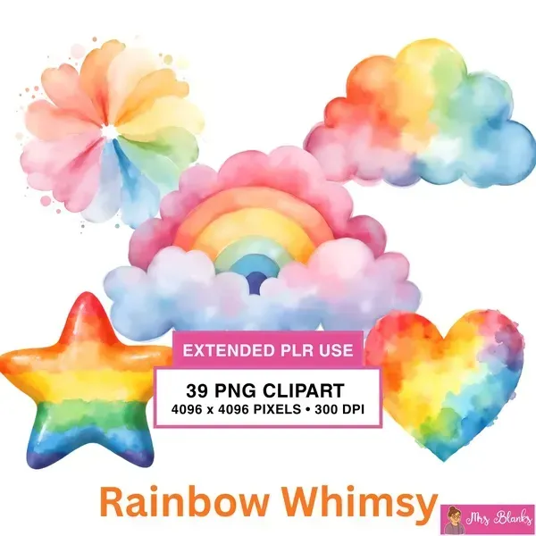 Rainbow Whimsical Elements Clipart PNG - Extended License