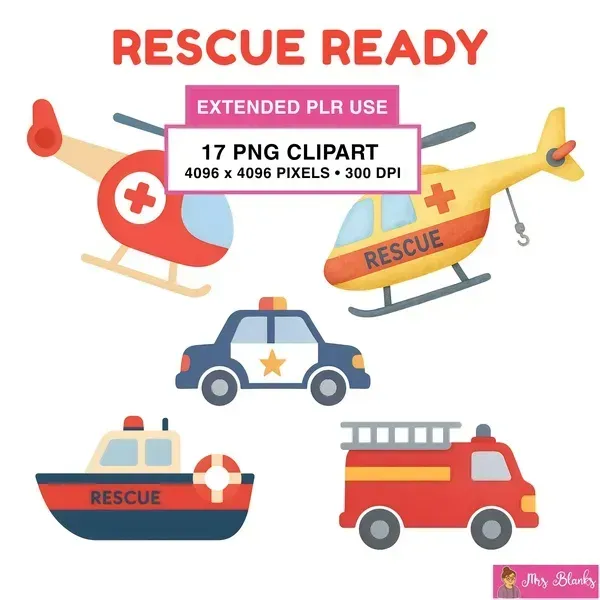 Emergency Rescue Vehicles Clipart PNG - Extended License