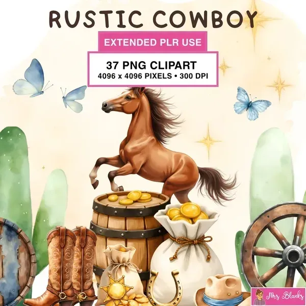 Western Cowboy Clipart PNG - Extended License