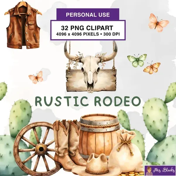 Western Rodeo Clipart PNG - Personal Use License