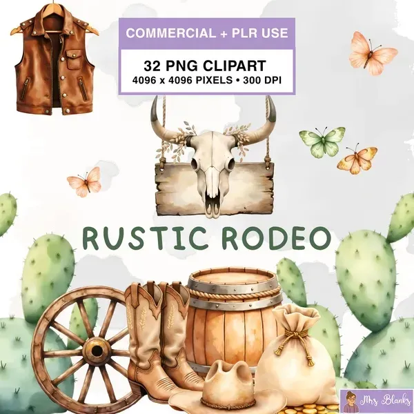 Western Rodeo Clipart PNG - Commercial + PLR Use License