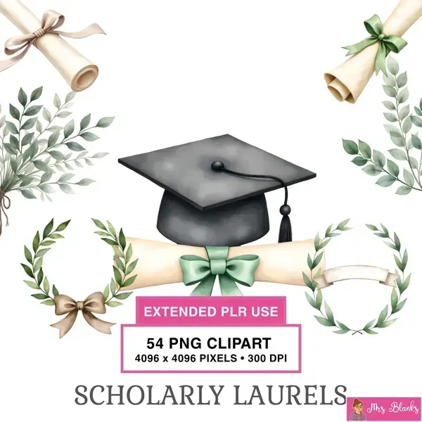 Academic Laurel Graduation Clipart PNG - Extended License