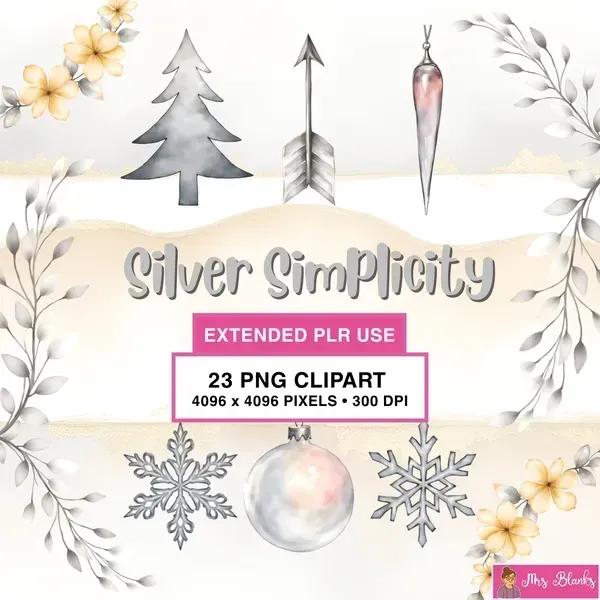 Minimal Silver Winter Clipart PNG - Extended License