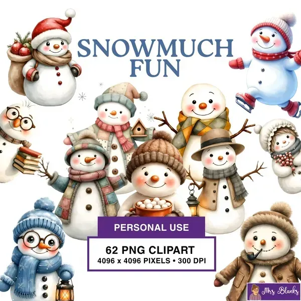 Winter Snowman Clipart PNG - Personal Use License