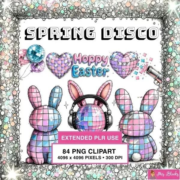 Disco Easter Bunny Clipart PNG - Extended License