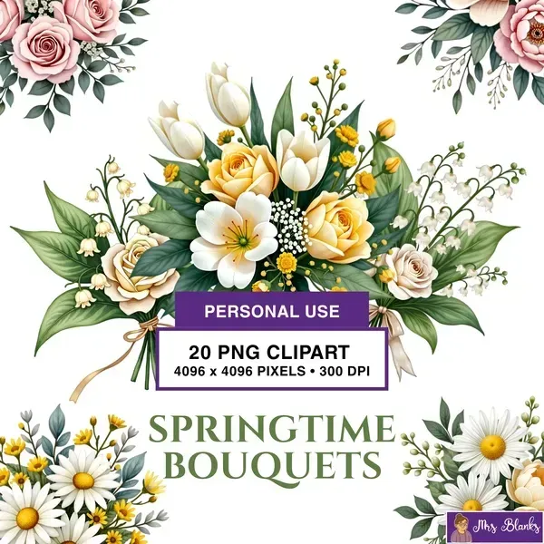 Spring Floral Bouquet Clipart PNG - Personal Use License
