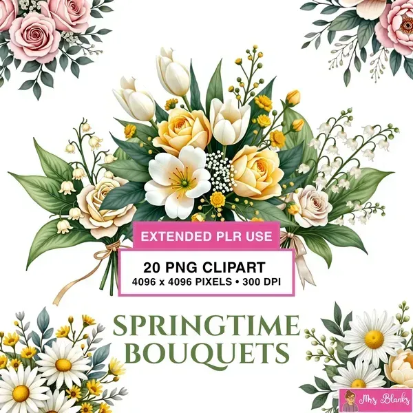 Spring Floral Bouquet Clipart PNG - Extended License