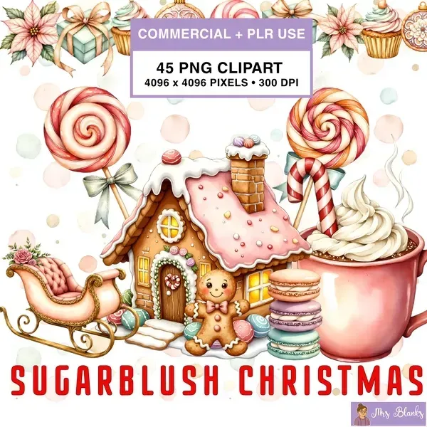 Pink Candy Christmas Clipart PNG - Commercial + PLR Use License