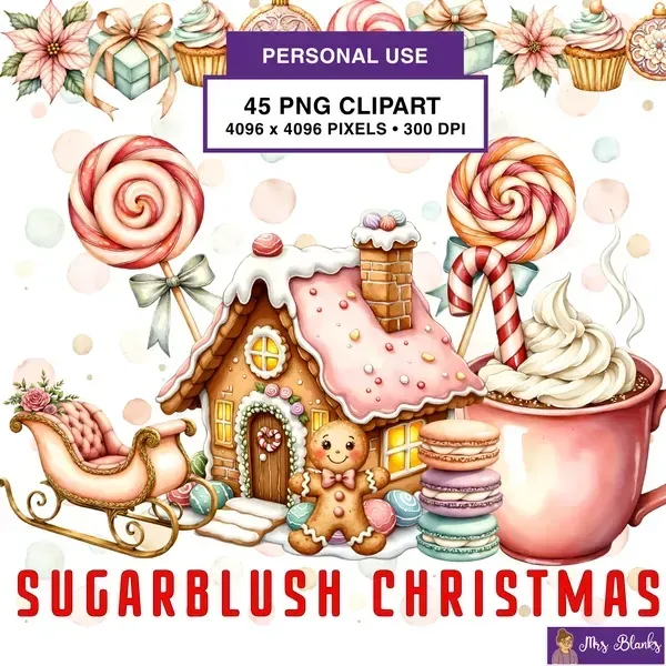 Pink Candy Christmas Clipart PNG - Personal Use License