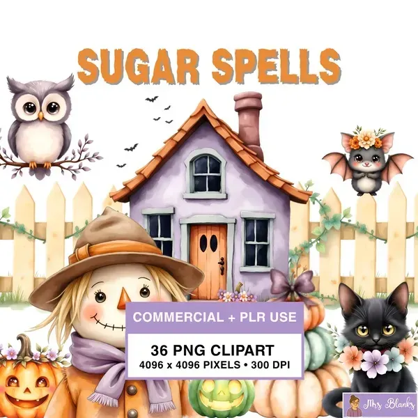Cute Halloween Farm Clipart PNG - Commercial + PLR Use License