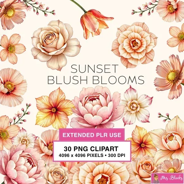 Peach Floral Bloom Clipart PNG - Extended License