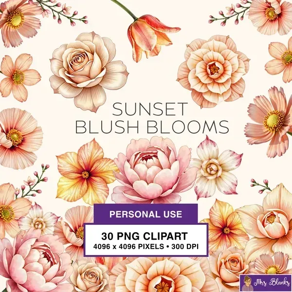 Peach Floral Bloom Clipart PNG - Personal Use License