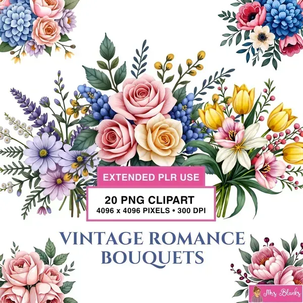 Romantic Floral Bouquet Clipart PNG - Extended License