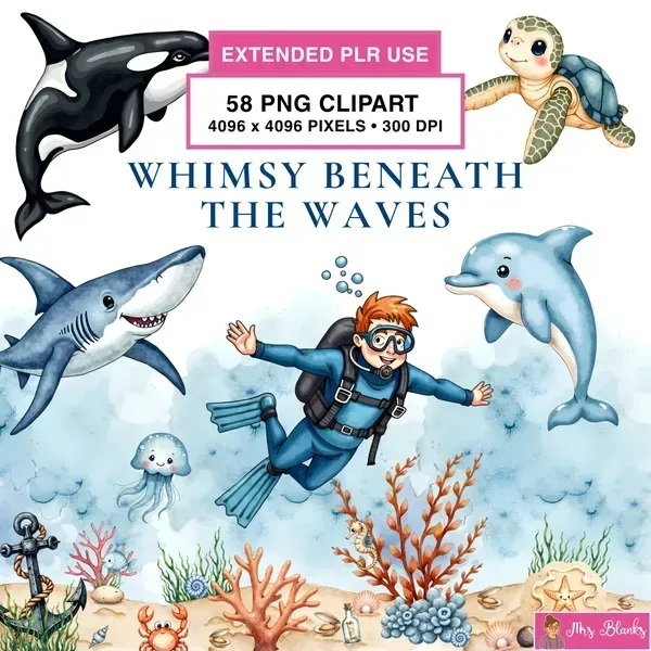 Ocean Adventure Clipart PNG - Extended License